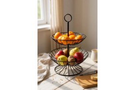Resim Feyza Design Iki Katlı Asılabilir Meyvelik ve Sebzelik, 40X28X16CM, Şık ve Pratik Tasarım 