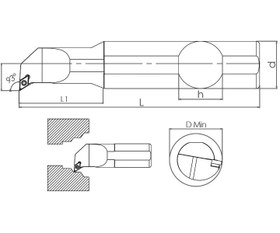 Resim S Sistem - ISO SDQCR/L 107.5°SET İç Çap Torna Kalemi 