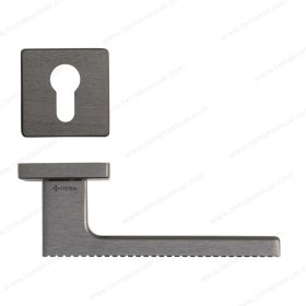 Resim System Gıze Rozetli Kapı Kolu Kalaylı Siyah Saten Renk Yale ( Dış Kapı Rozetli) 