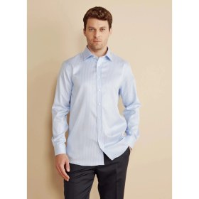 Resim Brooks Brothers Mavi Erkek Slim Fit Çizgili Gömlek BBFW25MSH024 