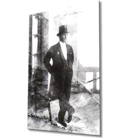 Resim Atatürk Portre Cam Tablo Modern Ev Ofis Salon Hediyelik Büyük Tablo Duvar Dekoru84 