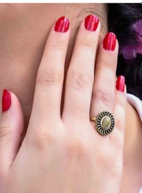Resim Doğal Taş Sitrin Doğal Taşlı Antik Model Kadın Ayarlanabillir Yüzük Euy74s Sarı 