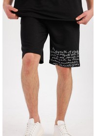 Resim Oceano Kapüşonlu Sweatshirt & Şort Takım - Siyah Siyah 