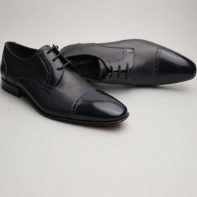 Resim Gondol Erkek Hakiki Deri Klasik Lacivert 42 Ttx.155 