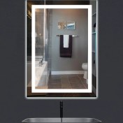 Resim Nuun Dekor 70X50 LED Işıklı Kumlamalı Banyo Lavabo Makyaj Ofis Kuaför Aynası Trafolu Prizli 