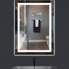 Resim Nuun Dekor 70X50 LED Işıklı Kumlamalı Banyo Lavabo Makyaj Ofis Kuaför Aynası Trafolu Prizli 