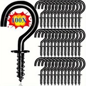 Resim 100 adet Ağır Hizmet Tipi Paslanmaz Çelik Spiral Kancalar - Kolay Kurulum, Mutfak, Banyo, Yatak Odası, Saksılar, Çiçek Saksıları vb. için Depolama ile Çok Amaçlı Bitki Askıları 