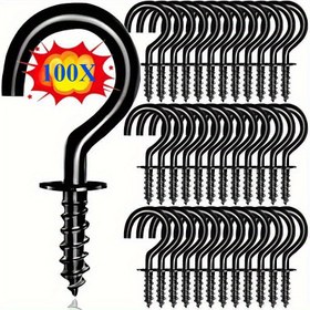 Resim 100 adet Ağır Hizmet Tipi Paslanmaz Çelik Spiral Kancalar - Kolay Kurulum, Mutfak, Banyo, Yatak Odası, Saksılar, Çiçek Saksıları vb. için Depolama ile Çok Amaçlı Bitki Askıları 