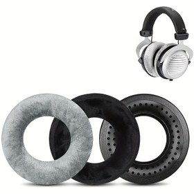 Resim Beyerdynamic DT 990 Pro DT 770 Pro için Şık Yağmur Yedek Kulak Yastıkları - Hafızalı Köpüklü Kadife Kulak Yastıkları, Kaymaz Tasarım, Konforlu Pamuk Malzeme, Dayanıklı Poliamid Yapı, Gelişmiş Ses Yalıtımı, Kolay Kurulum 
