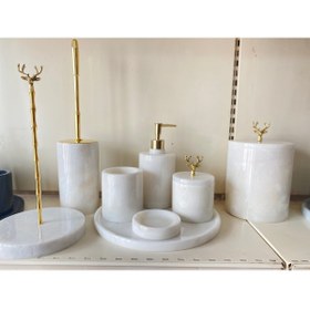 Resim 8li Afyon Beyazı Mermer Banyo Seti 