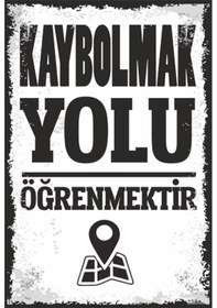 Resim kaybolmak yolu öğrenmektir motivasyon retro ahşap poster 