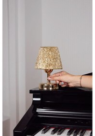Resim Modern Led Abajur Üst Gold -alt Parlak Gold Detay 