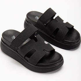 Resim 24422-hermes Siyah Dolgu Topuk Kadın Sandalet Altın - Taba 