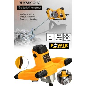Resim Power Black 1800 W Devir Ayarlı Elektrikli Alçı Boya ve Harç Karıştırıcı Mikser-Sarı 