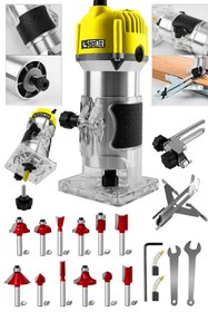 Resim STEİNER 3000 Watt 6 Kademe Devir Ayarlı Formika Traşlama Freze Makinesi 6 Mm Pens S2167 + 12 Adet Uç 