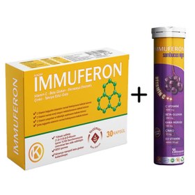 Resim İmmuferon - Beta Glucan + Vitamin C + Çinko + Kara Mürver içerikli 2'li Kofre Gıda Takviyesi 