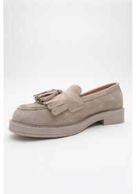 Resim Luvishoes Luvi Shoes Milina Bej Süet Püsküllü Hakiki Deri Kadın Loafer Ayakkabı Bej Süet 