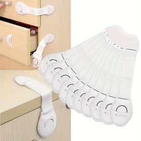 Resim 5/10 adet Beyaz Plastik Çocuk Güvenlik Dolap Kilidi - Çekmeceler ve Kapılar için Bebek Karşıtı Güvenlik Koruyucu, Kolay Kurulum Yapışkan Şeritler, Kazaen Açılmasını Önler, Mutfak Dolapları ve Banyo Dolapları için İdeal, Mutfak Dolap Kilidi, Kapı Güvenlik Kilidi, Basit Tasarım, Dayanıklı Plastik Kilidi 