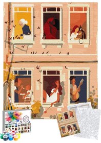 Resim Sayılarla Boyama Seti 40 x 50 CM Tuval Şasesine Gerili Cam Kenarı 