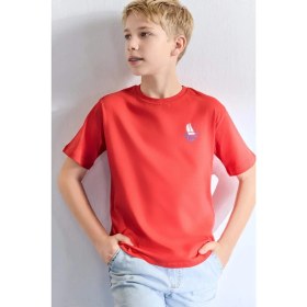 Resim DeFacto New Regular Fit Bisiklet Yaka Baskılı Kısa Kollu Tişört Erkek Çocuk H4317A826HS 