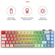 Resim Rampage YORU Mini Gri\u002FBeyaz Type-C Bağlantılı OUTEMU Red Swich Q Mekanik Gaming Oyuncu Klavye RGB 
