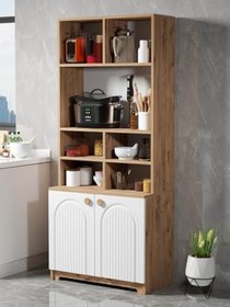 Resim Bohem Çok Amaçlı Kiler Mutfak Dolabı - Beyaz N Çizgili Model Beyaz N Çizgili Model 