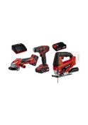Resim Einhell KİT5 18V Şarjlı Taşlama + Şarjlı Matkap + Şarjlı Dekupaj Testere Set 