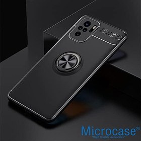 Resim Microcase Xiaomi Poco F3 Focus Serisi Yüzük Standlı Silikon Kılıf - Siyah 