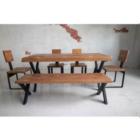 Resim Deryawood Doğal Ahşap Yemek Odası Takımı 