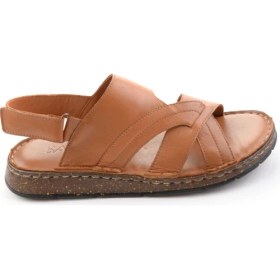 Resim Bambi Taba Hakiki Deri Erkek Sandalet E05433011903 