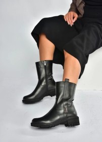 Resim V654070603 Siyah Hakiki Deri Kadın Bot Siyah-hakiki Deri 