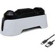 Resim Honeybeeshop Ps5 Dualsense Ve Edge Kontrol Cihazları İçin Beyaz Hızlı Çift Şarj İstasyonu Abs Malzeme Led Işık 2.3h Şarj 