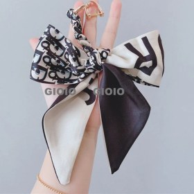 Resim Silver1 Gıoıo Yeni Ipek Eşarp Anahtarlık Kişiselleştirilmiş Inci Papyon Çanta Çekicilik Dokuma Anahtarlık (Yurt Dışından) 