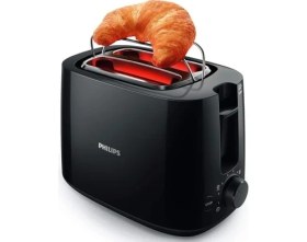 Resim Daily Tost Makinesi - 2 Dilim, 8 Ayar Erişim. Entegre Hamur Isıtıcısı, Kompakt Tasarım, Otomatik Durma, Geniş Yuva, Siyah (HD2581/90) 