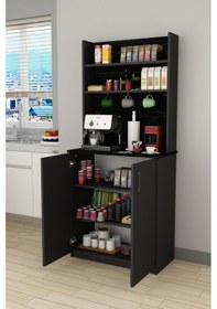 Resim %100 Mdflam Kahve Köşesi Çok Amaçlı Mutfak Dolabı Kahve01 Antrasit - Royal Mermer Antrasit - Royal Mermer 