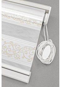 Resim Jakarlı Nove 02 Zebra Stor Perde Beyaz Altın Simli 4050 Mutfak Çocuk Odası Yatak Odası Salon Perdesi Beyaz Altın 