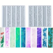 Resim Kitap Ayracı Silikon Reçine Kalıbı Dikdörtgen Yapraklar Dokulu Çiçek Şekilli Epoksi Silikon Döküm Kalıpları Kitap Okuma için Kitap Ayracı, 3D DIY Yapımı El Yapımı Dekor El Sanatları 