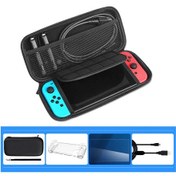 Resim Honmex Nintendo Switch Tam Koruma Seti: Siyah Taşıma Çantası + Kristal Kılıf + Cam Koruyucu + Usb Kablosu Ve Aksesuarlar 
