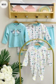 Resim Mojo Bebek Mojo Kız Bebek Unicorn Desenli Patikli Tulum 6659 Beyaz 
