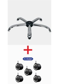 Resim Sandofis Düz Krom Ayak+5 Adet Krom Çemberli İthal Teker 