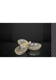 Resim Efegil Tropik Mix Gold 26x26x7cm Cam 3lü Çerezlik Gold 