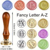 Resim 1 set şık 26 harf serisi Balmumu Mühür Damgası Retro Ahşap Sap + Pirinç Başlı Mühürleme Damgası Şükran Günü Kartları, Zarf, Hediye Paketleme, Düğün Davetiyeleri için - Ortaçağ Geleneksel Harf Tasarımı 