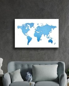 Resim Miyrem Mavi ve Beyaz Dünya Haritası 36x23- myrm2018 