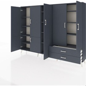 Resim Arges Dolap 12 Raflı 2 Çekmeceli 7 Kapaklı 220x30x163 Antrasit-an Antrasit-antrasit 