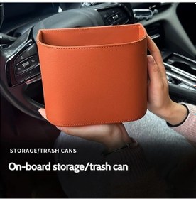 Resim Xuweiwei Çok Amaçlı Turuncu Araç Çöp Kutusu Büyük Kapasiteli Kolay Monte Edilir 