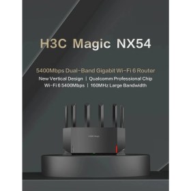 Resim Flamex H3C Magic NX54, Dual Band, Wifi 6, 5400MBPS, 4port Gigabit, 6AD Anten, Masaüstü, Router, Access Po 