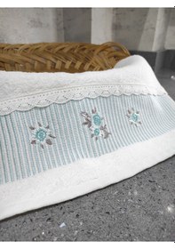 Resim %100 Pamuk & Nakışlı Havlu Takımı - 2'li Dantelli Havlu Seti - 40x60 Cm Mint Yeşili Mint 