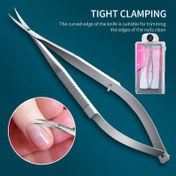 Resim Ergonomik Paslanmaz Çelik Hassas Tırnak Makası - Kesim için Kavisli Kenar, Ölü Deri & Batık Tırnaklar için Yaylı, Koku İçermeyen Manikür Aracı Saklama Kutusu ile, Tırnak Makası Seti 