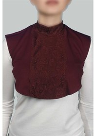 Resim Altobeh Kadın Penye Tesettür Daire Yakalı Dantelli Boyunluk - Bordo Çok Renkli 
