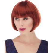 Resim Kızıl Renk Düz Kesim Astarlı Küt Parti Peruğu 